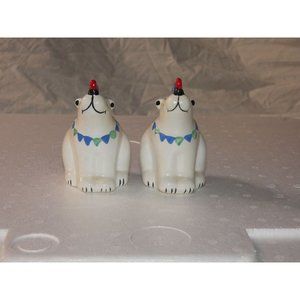 POLAR BEARS WITH COLORFUL FISH ON NOSES SALT & PEPPER SHAKERS, Vintage Coco Dowl